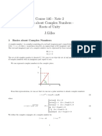 Course 146 - Note 2 Basics About Complex Numbers - Roots of Unity J.Gilles