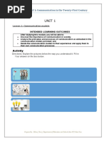 Unit 1: MODULE 1: Communication in The Twenty-First Century