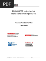 PROMASTAR Instructor Led Professional Training Services: Primavera Accredited/Certified Class Courses