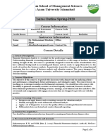 Course Outline Spring-2020: Quaid-i-Azam School of Management Sciences Quaid-i-Azam University Islamabad