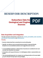 Reservoir Description: Subsurface Data From Geological and Engineering Sources