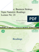 Subject Name: Business Strategy Topic Name(s) : Readings Lecture No: 20