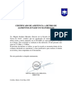 Certificado Entrega Materiales y Alimentos PDF