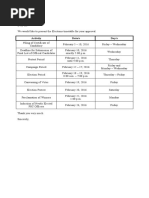 COMELEC Timetable 2015