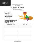 Liturgical Club Sign-Up