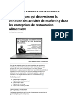 Les 5 Optiques Qui Déterminent La Conduite Des Activités de Marketing Dans Les Entreprises de Restauration Alimentaire