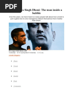 Mahendra Singh Dhoni: The Man Inside A Bubble