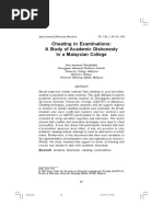 Cheating in Examinations A Study of Academic Dishonesty in A Malaysian College