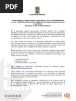 Comunicado Solicitud de Información - Secretaría de Desarrollo Económico