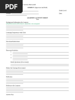 Sample Template For Learner Activity Sheet (LAS) - English)