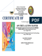 Certificate of Recognition: Apo Theta Alumni Chapter