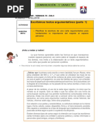 Escribimos Textos Argumentativos (Parte 1) : Comunicación - 5° Grado "D"