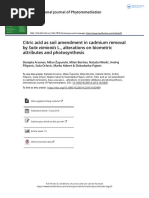 Citric Acid As Soil Amendment in Cadmium Removal by Salix Viminalis L., Alterations On Biometric Attributes and Photosynthesis