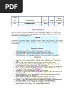 42 Business Analytics 3-0-0 3 2016: Syllabus