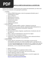 Programas O Herramientas Computacionales para La Gestión Del Mantenimiento