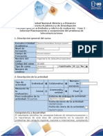 Guía de Actividades y Rúbrica de Evaluación - Fase 2 - Informar Planteamiento y Comprensión Del Problema de Telecomunicaciones