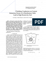 Influence of Earthing Conductors On Current Reduction Factor of A Distribution Cable Laid in High Resistivity Soil