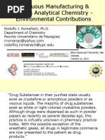 Continuous Manufacturing & Process Analytical Chemistry - Environmental Contributions