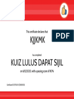 Certificate For KJJKMK For "KUIZ LULUS DAPAT SIJIL"