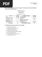 Balance Sheet Completion Using Ratios Complete The 2012 Balance Sheet For O