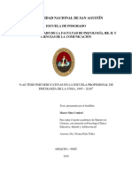 Las Tesis Psicoeducativas en La Escuela Profesional de Psicología de La UNSA, 1993-2018