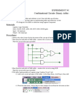 Experiment No 3 Combinational Circuits: Binary Adder and Subtractor Circuits Learning Objectives