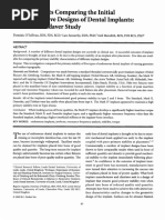 Of Of: Measurements Comparing The Initial Stability Designs Dental Implants: A Human Cadaver Study