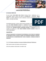 Certificado Psicologico de Salud Mental: Diagnóstico