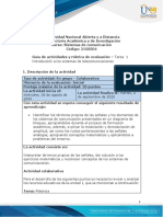 Guía de Actividades y Rúbrica de Evaluación - Unidad 1 - Tarea 1 - Introducción A Los Sistemas de Telecomunicaciones