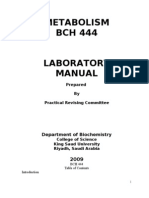 METABOLISM - BCH444 LABORATORY - MANUAL Dec2 2009