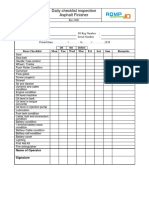 Daily Checklist Asphalt Finisher