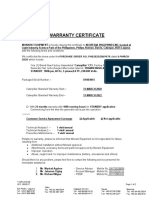 Warranty Certificate: Monark Equipment