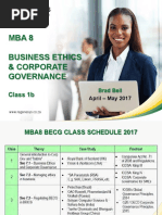 Mba 8 Business Ethics & Corporate Governance: Class 1b