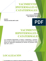 Yacimientos Hipotermales o Catatermales