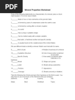 Mineral Properties Worksheet