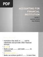 Accounting For Financial Institution: Section 1 Assistant Lecture Alya Elfedawy