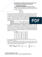 Assignment Questions: Course: Computing Applications For Mechanical Systems (MEEN-561)