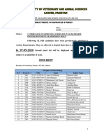 Subject: 1 Merit List of Admitted Candidates in M. Phil Degree Programs in Regular Admission 2020-21