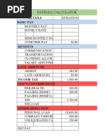 Payroll Calculator: Details Basic Pay