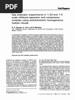 Gas Explosion Scale Offshore Modules Using Fuel/air Clouds Experiments in I:33 and 1:5 Separator and Compressor Stoichiometric Homogeneous