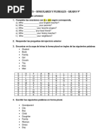 Inglés - Singulares Y Plurales - Grado 9°