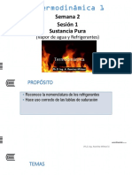 Presentacion Semana 2 - Sesion 1 - Sustancia Pura - Vapor de Agua y Refrigerantes