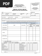 Medical History Report Medical Prescreen Questionnaire: Philippine National Police Health Service