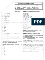 Lista Matematica - 9 Ano