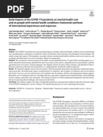 Early Impacts of The COVID 19 Pandemic On Mental Health Care and On People With Mental Health Conditions: Framework Synthesis of International Experiences and Responses