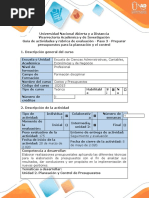 Guía de Actividades y Rúbrica de Evaluación - Paso 3 - Preparar Presupuestos para La Planeación y El Control