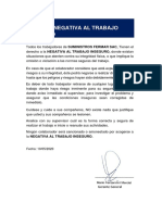 Negativa Al Trabajo Inseguro - Fermar Sac PDF