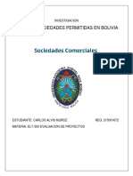 Tipos de Sociedades Comerciales en Bolivia.