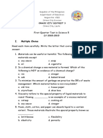 First Quarter Test in Science 5 2018 With Answer Key and TOS