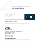 Power Transformer Testing: Course No: E03-041 Credit: 3 PDH